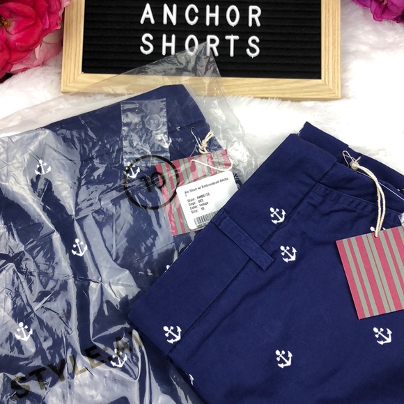 {Cambridge} Navy Embroidered Anchor Shorts ⚓️ - Picture 8 of 8